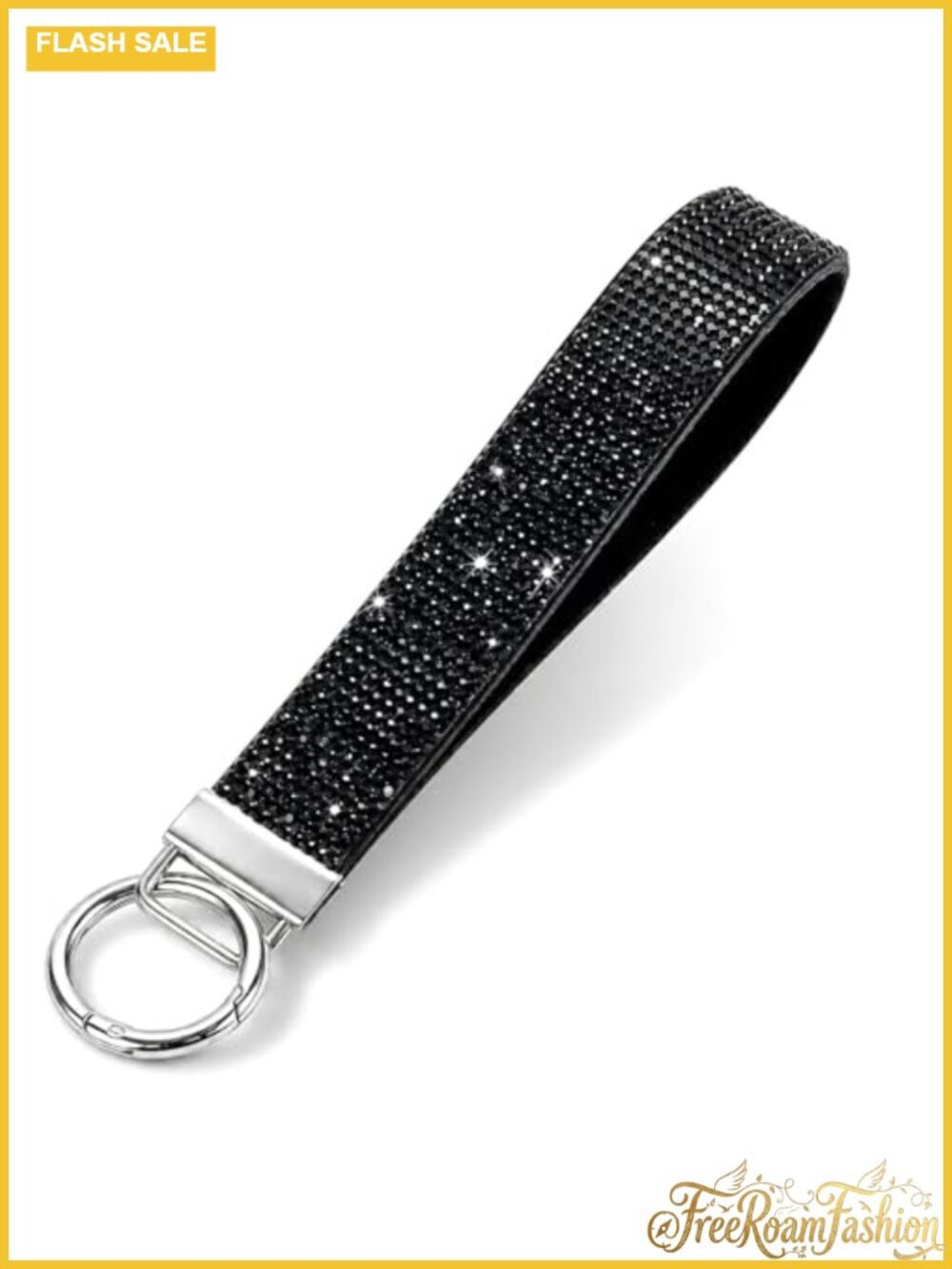 Rhinestone Leather Wristlet Keychain Bling Car Key Holder for Women